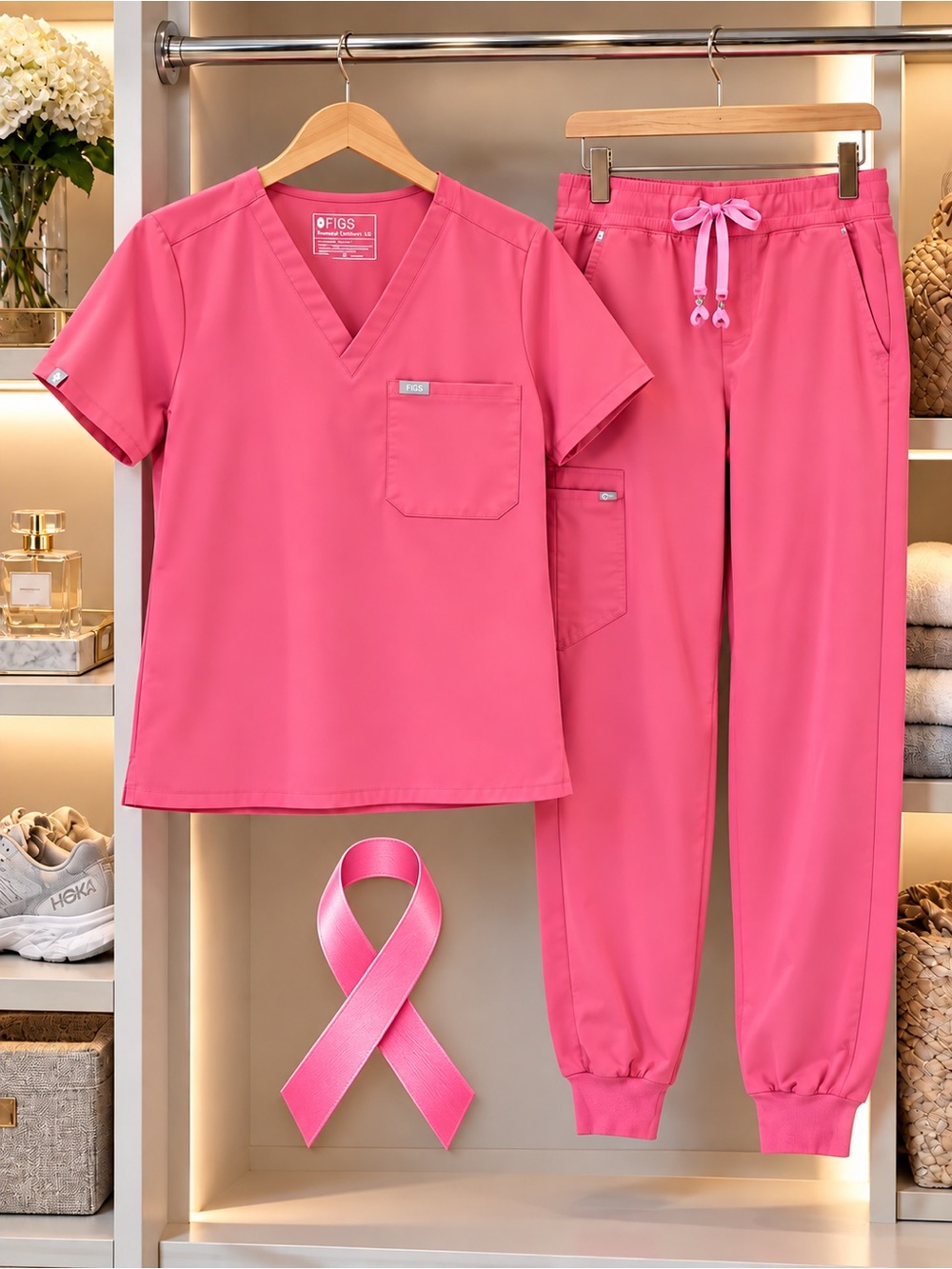 FIGS Pink Breast Cancer Awareness Scrub Set Catarina Top Zamora Pants XL 💕